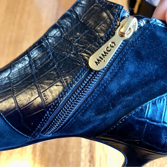 Mimco black suede and leather heeled ankle boots - Picture 7 of 8